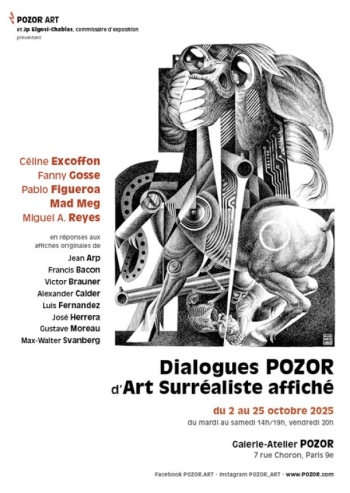 Dialogues POZOR d'Art Surréaliste affiché - Paris 9e