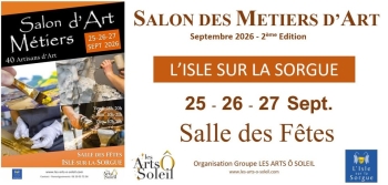 SALON DES MÉTIERS D’ART 2026 A L'ISLE-SUR-LA-SORGUE... - L'Isle-sur-la-Sorgue