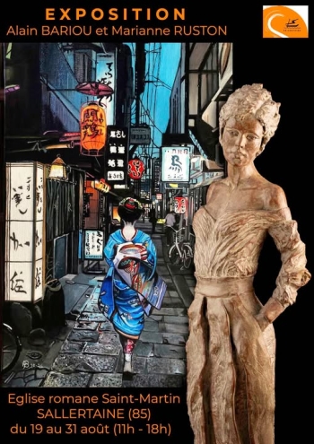 Alain BARIOU - Artiste peintre & Marianne RUSTON, sculptrice - Eglise romane de SALLERTAINE