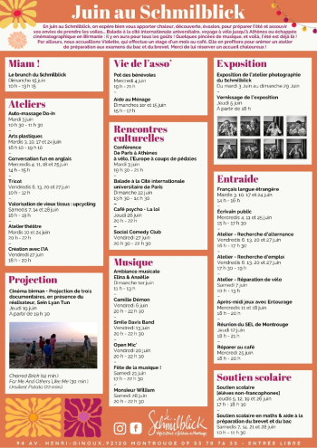 Le programme du mois